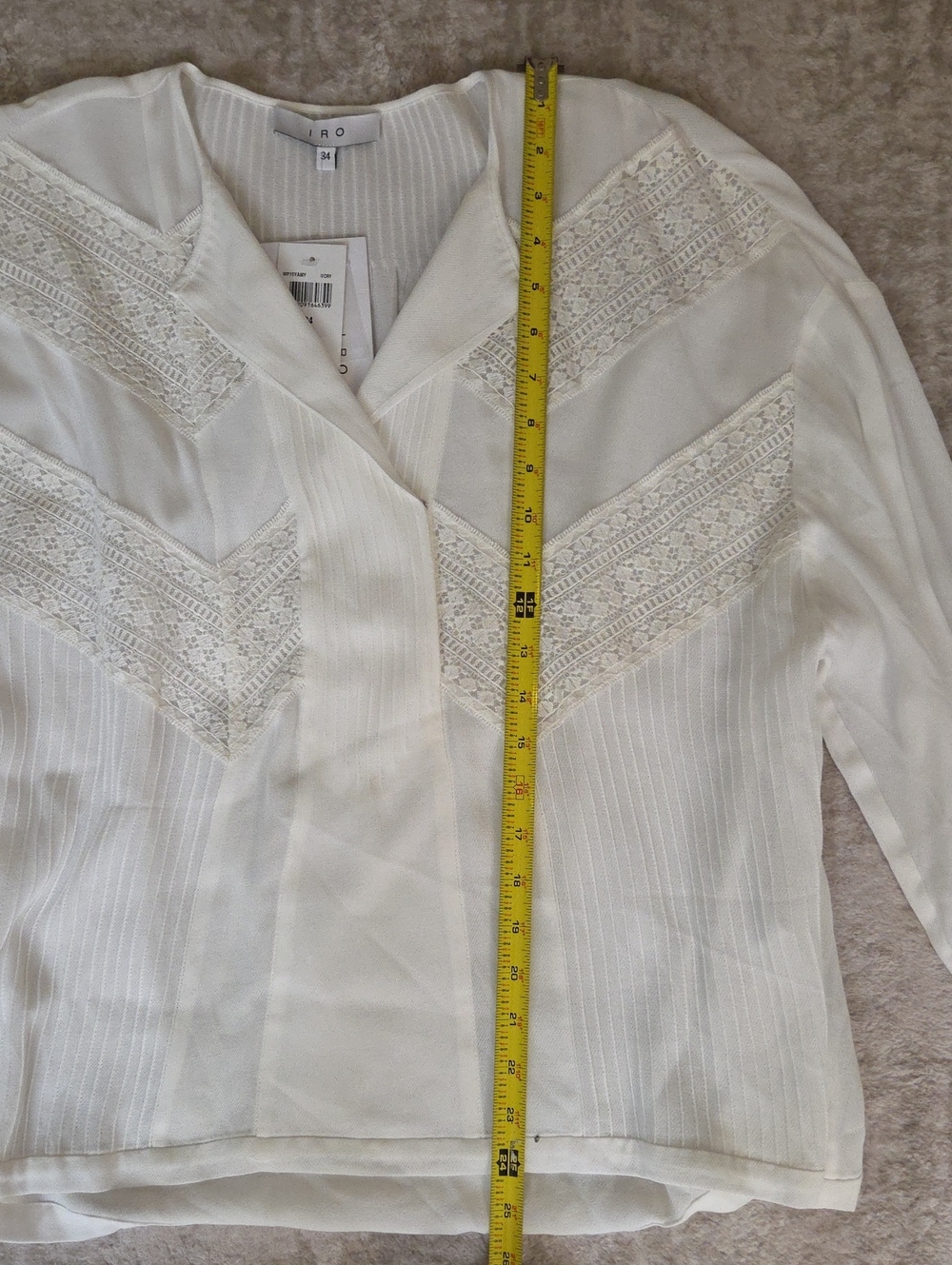 NWT IRO Women's White Lace & Pleat V-Neck Blouse SZ 34 - Picture 9 of 10